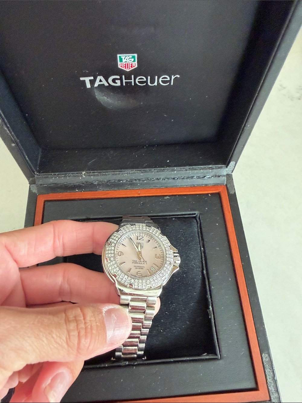 Tag Heuer Silver-Tone Diamond Bezel Watch